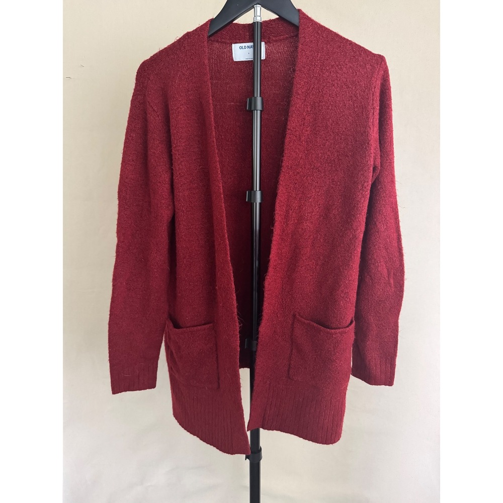 Old Navy Burgundy Open Front Long Cardigan Sweater Size Small